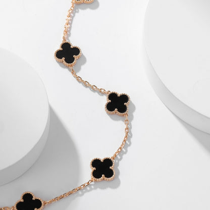 [⭐Aura]CLOVER 10 MOTIFS ONYX NECKLACE