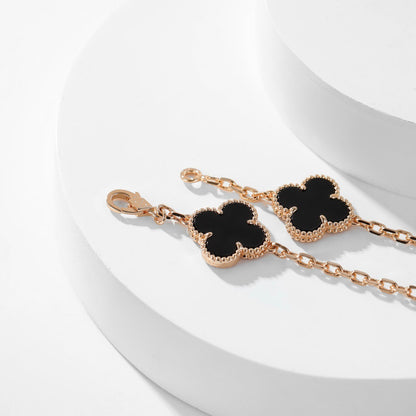 [⭐Aura]CLOVER 10 MOTIFS ONYX NECKLACE