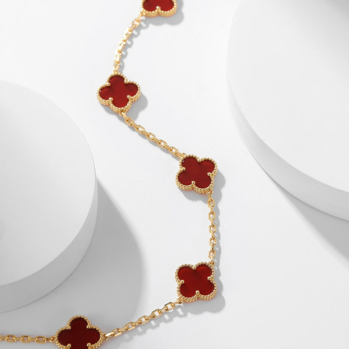 [⭐Aura]CLOVER 10 MOTIFS CARNELIAN NECKLACE