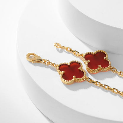 [⭐Aura]CLOVER 10 MOTIFS CARNELIAN NECKLACE