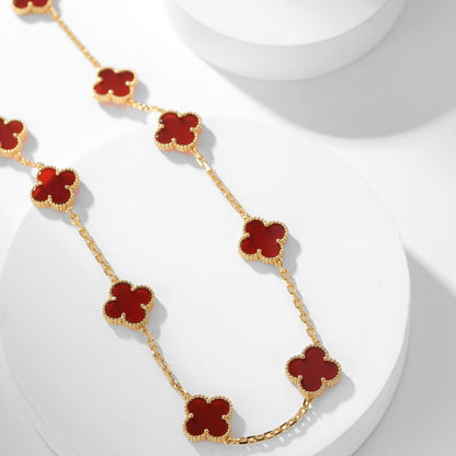 [⭐Aura]CLOVER 10 MOTIFS CARNELIAN NECKLACE