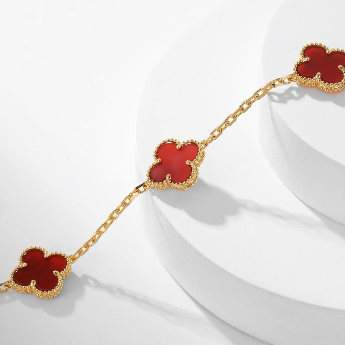 [⭐Aura]CLOVER 10 MOTIFS CARNELIAN NECKLACE