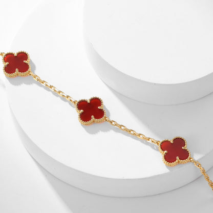 [⭐Aura]CLOVER 10 MOTIFS CARNELIAN NECKLACE