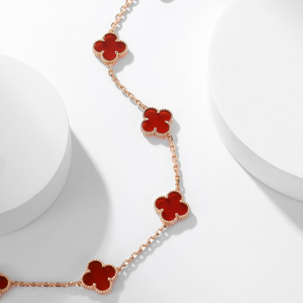 [⭐Aura]CLOVER 10 MOTIFS CARNELIAN NECKLACE