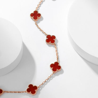 [⭐Aura]CLOVER 10 MOTIFS CARNELIAN NECKLACE