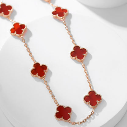 [⭐Aura]CLOVER 10 MOTIFS CARNELIAN NECKLACE