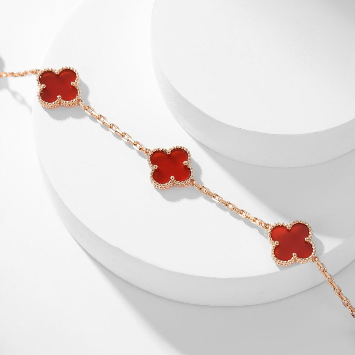 [⭐Aura]CLOVER 10 MOTIFS CARNELIAN NECKLACE