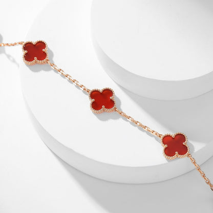 [⭐Aura]CLOVER 10 MOTIFS CARNELIAN NECKLACE