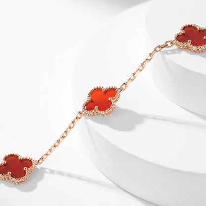 [⭐Aura]CLOVER 10 MOTIFS CARNELIAN NECKLACE