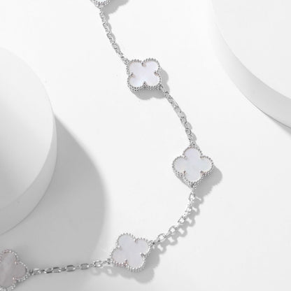 [⭐Aura]CLOVER 10 MOTIFS WHITE MOTHER OF PEARL NECKLACE