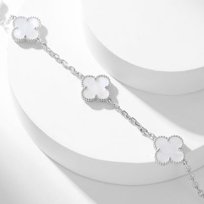 [⭐Aura]CLOVER 10 MOTIFS WHITE MOTHER OF PEARL NECKLACE