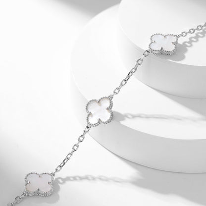 [⭐Aura]CLOVER 10 MOTIFS WHITE MOTHER OF PEARL NECKLACE