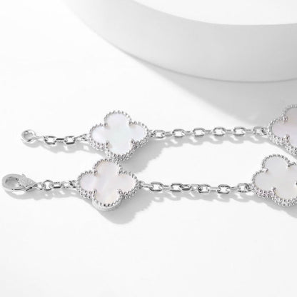 [⭐Aura]CLOVER 10 MOTIFS WHITE MOTHER OF PEARL NECKLACE