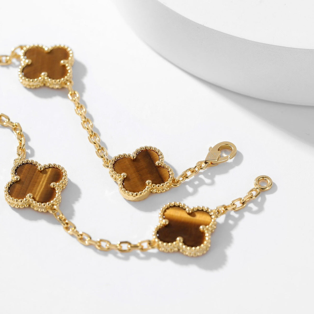 [⭐Aura]CLOVER 10 MOTIFS TIGER EYE NECKLACE