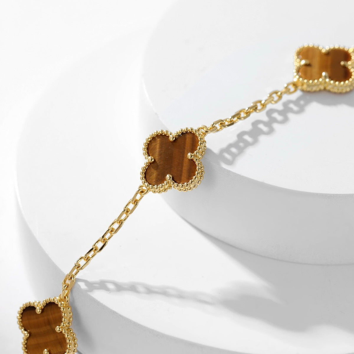 [⭐Aura]CLOVER 10 MOTIFS TIGER EYE NECKLACE