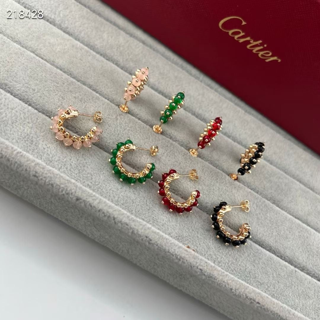 [⭐Aura]NEW COLORED GEMSTONE COLLECTION SMALL HOOP EARRINGS
