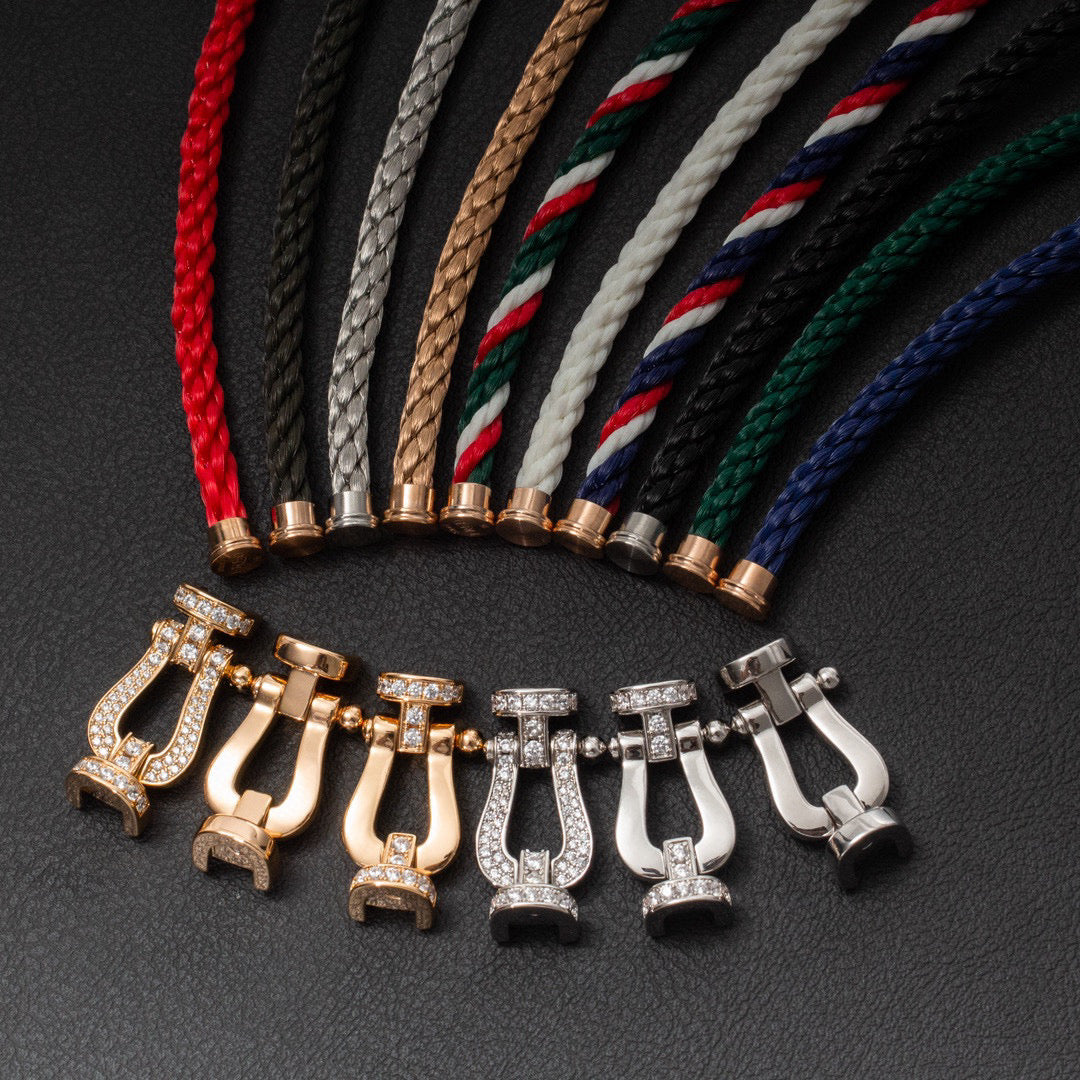 [⭐Aura]FORCE LARGE HORSESHOE HALF DIAMOND BRACELET ROSE GOLD