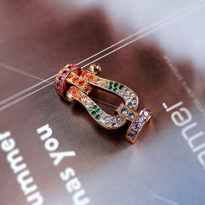 [⭐Aura]FORCE LARGE HORSESHOE  COLORED DIAMOND BRACELET ROSE GOLD