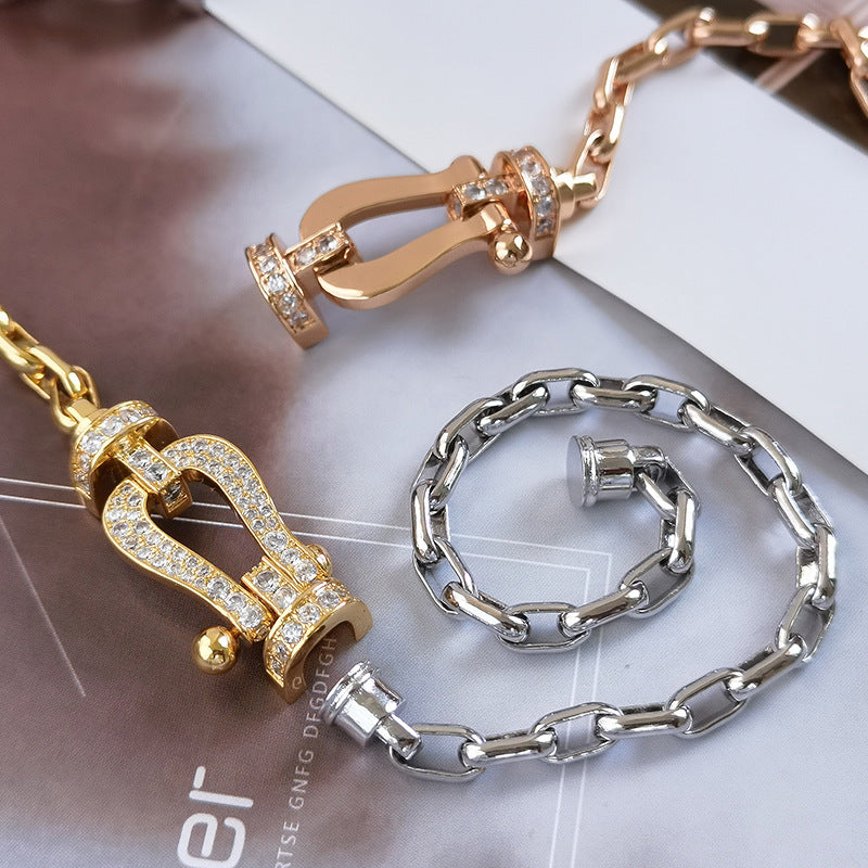 [⭐Aura]FORCE LARGE HORSESHOE CLASP  METAL BRACELET