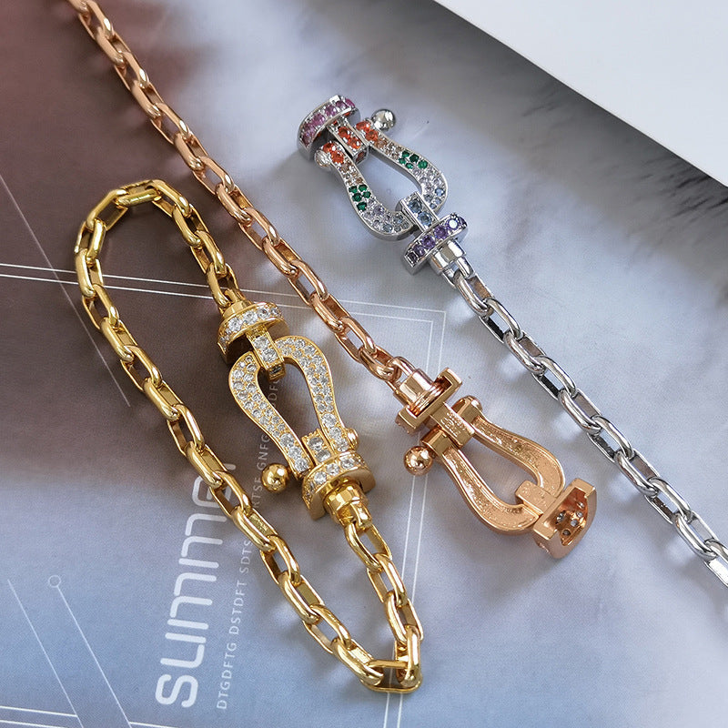 [⭐Aura]FORCE LARGE HORSESHOE CLASP  METAL BRACELET
