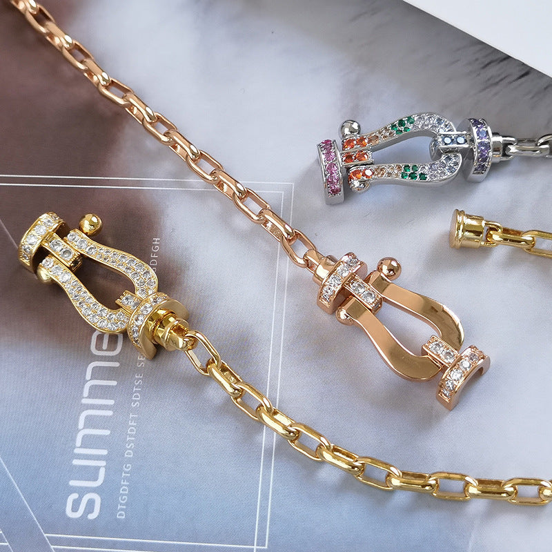 [⭐Aura]FORCE LARGE HORSESHOE CLASP  METAL BRACELET