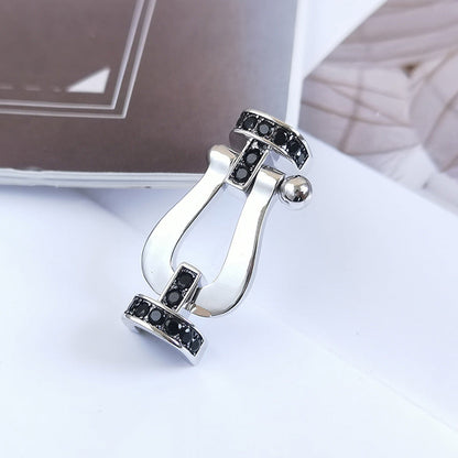 [⭐Aura]FORCE LARGE HORSESHOE BLACK DIAMOND BRACELET SILVER