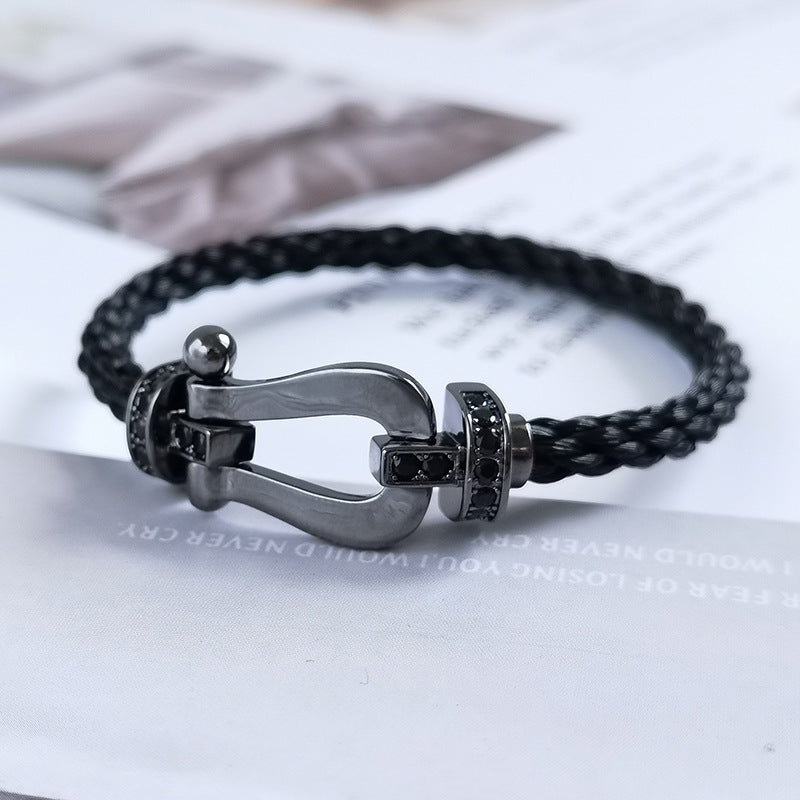 [⭐Aura]FORCE LARGE SERIES HORSESHOE BLACK SAMURAI BRACELET