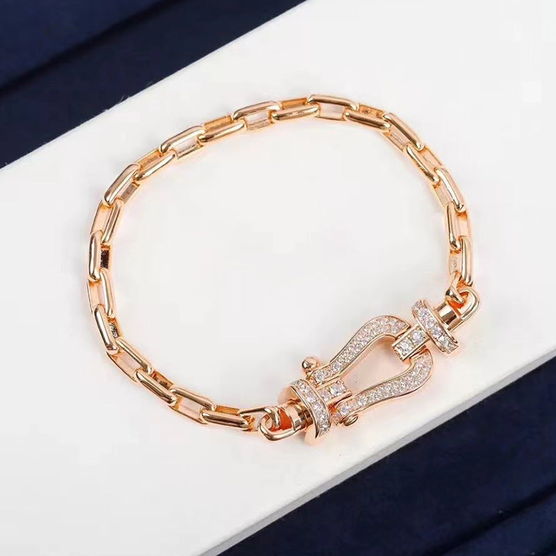 [⭐Aura]FORCE LARGE HORSESHOE CLASP  METAL BRACELET