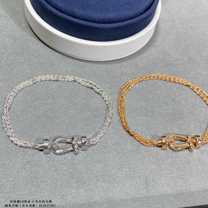 [⭐Aura]FORCE SMALL HORSESHOE  DIAMOND CHAIN ROPE BRACELET