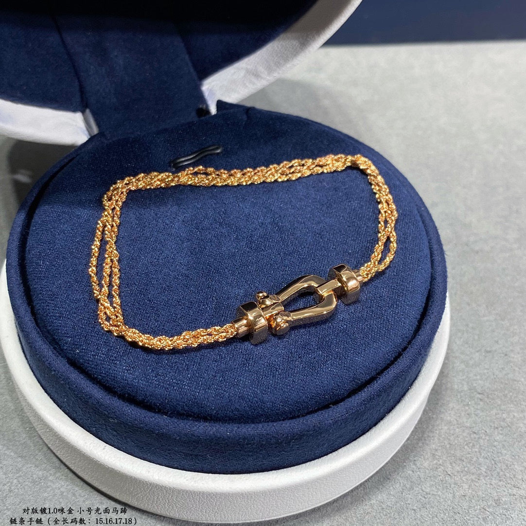 [⭐Aura]FORCE SMALL HORSESHOE  DIAMOND CHAIN ROPE BRACELET