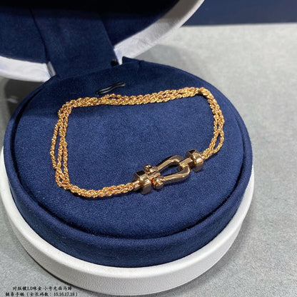 [⭐Aura]FORCE SMALL HORSESHOE  DIAMOND CHAIN ROPE BRACELET