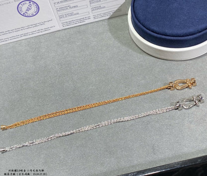 [⭐Aura]FORCE SMALL HORSESHOE  DIAMOND CHAIN ROPE BRACELET