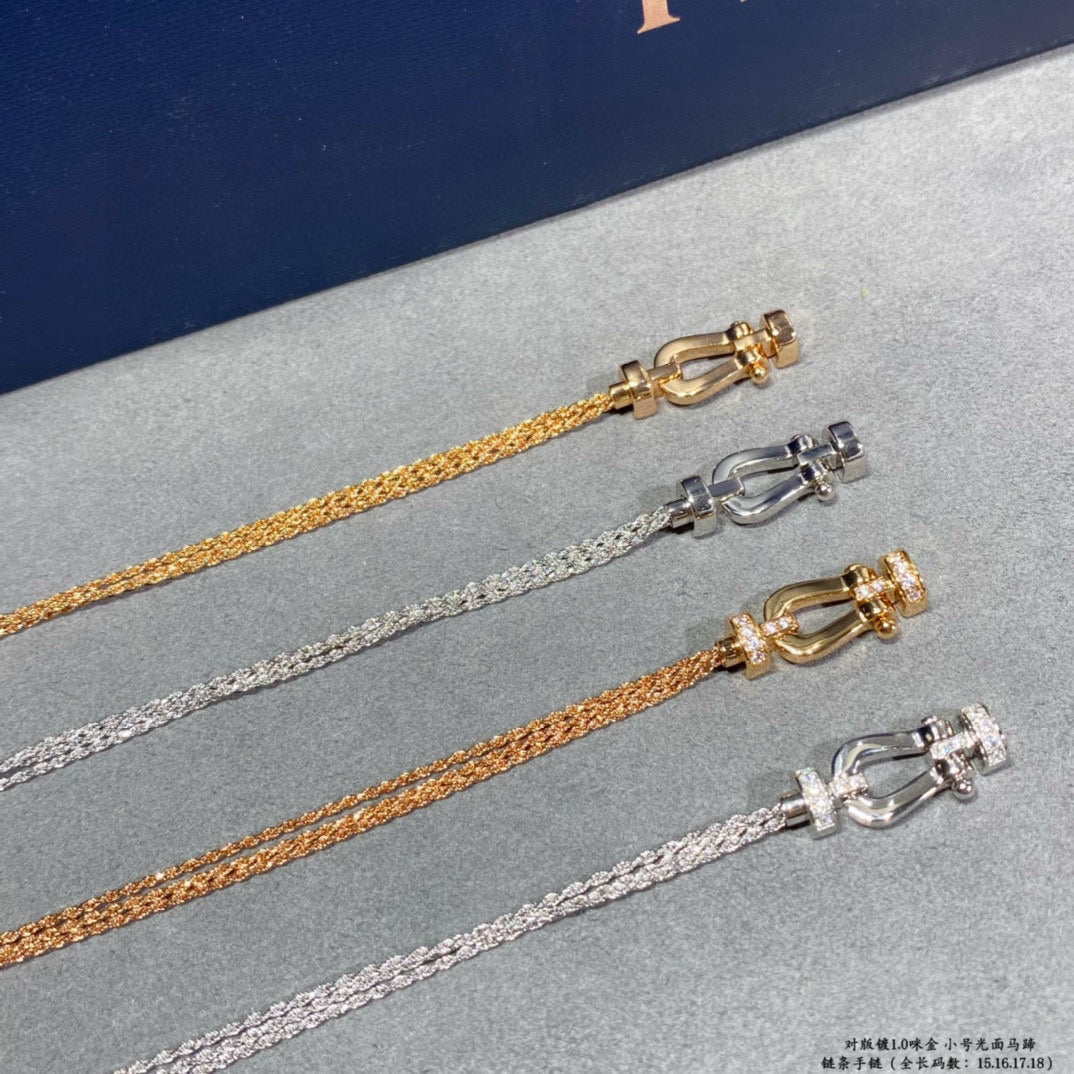 [⭐Aura]FORCE SMALL HORSESHOE  DIAMOND CHAIN ROPE BRACELET
