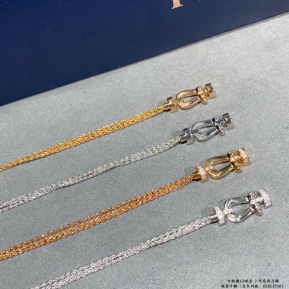 [⭐Aura]FORCE SMALL HORSESHOE  DIAMOND CHAIN ROPE BRACELET