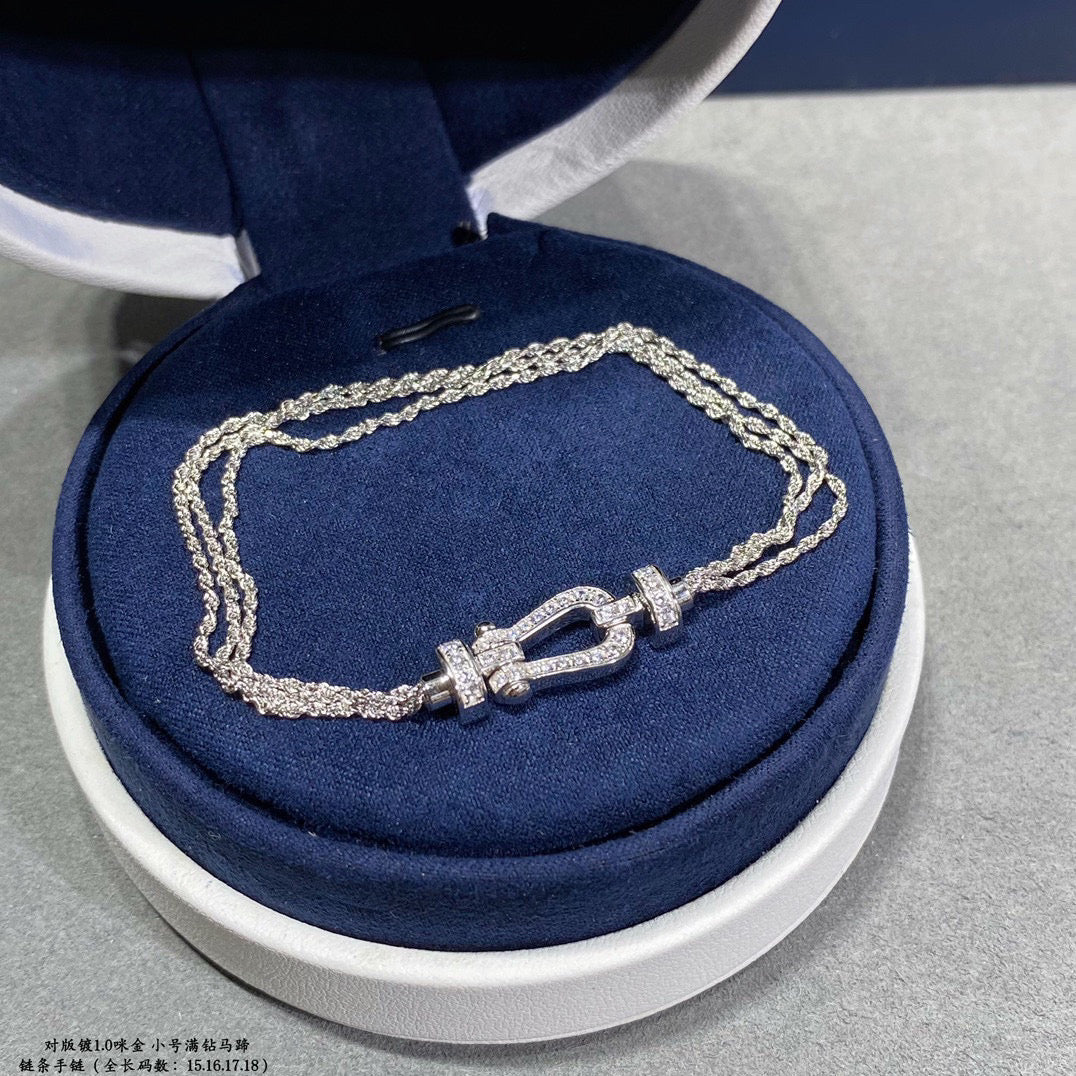 [⭐Aura]FORCE SMALL HORSESHOE  DIAMOND CHAIN ROPE BRACELET