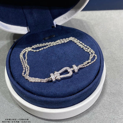 [⭐Aura]FORCE SMALL HORSESHOE  DIAMOND CHAIN ROPE BRACELET