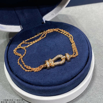 [⭐Aura]FORCE SMALL HORSESHOE  DIAMOND CHAIN ROPE BRACELET