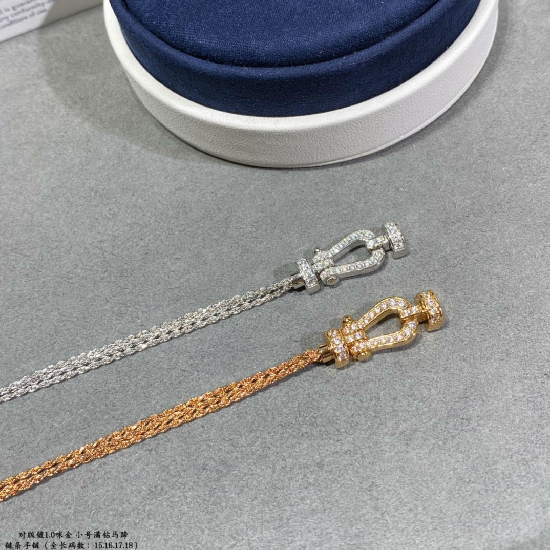 [⭐Aura]FORCE SMALL HORSESHOE  DIAMOND CHAIN ROPE BRACELET