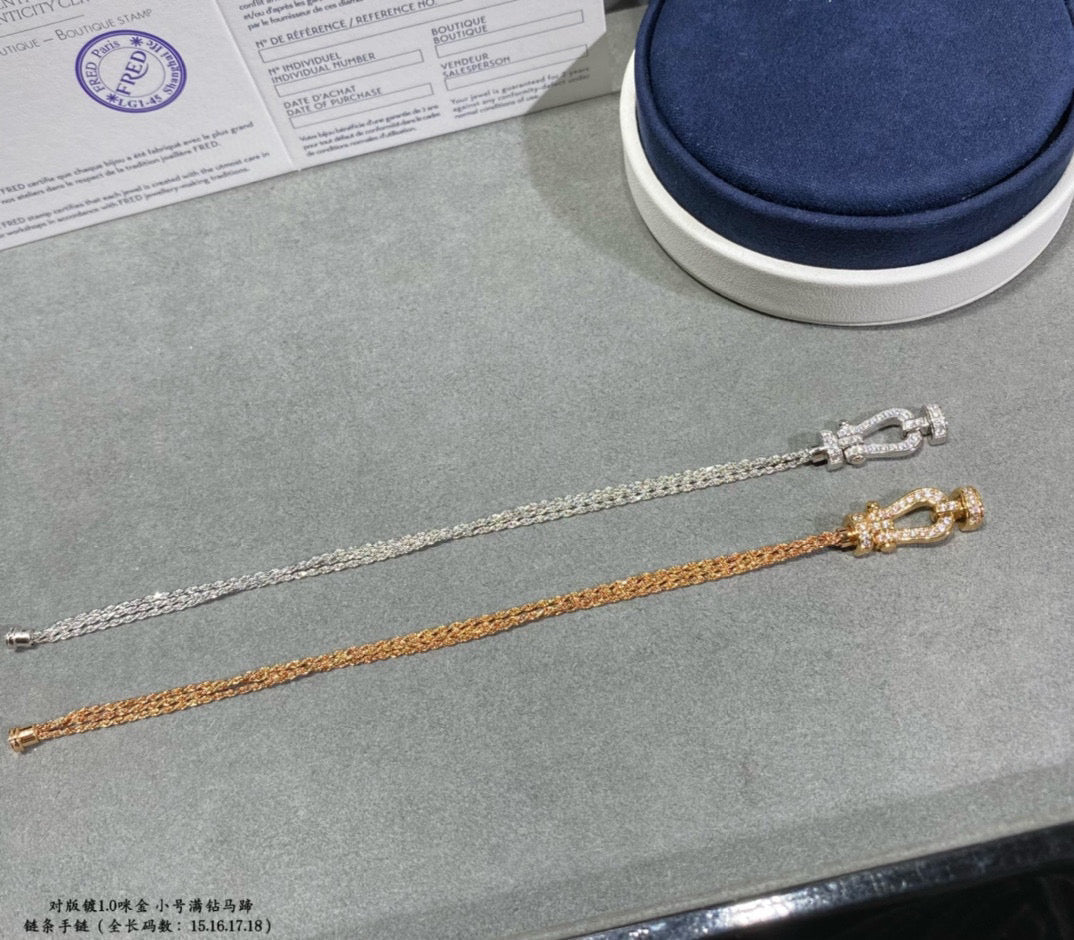 [⭐Aura]FORCE SMALL HORSESHOE  DIAMOND CHAIN ROPE BRACELET
