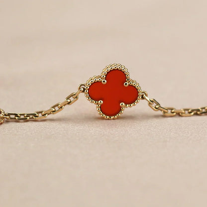 [⭐Aura] CLOVER 5 MOTIF RED CORNELIAN BRACELET COLLECTION