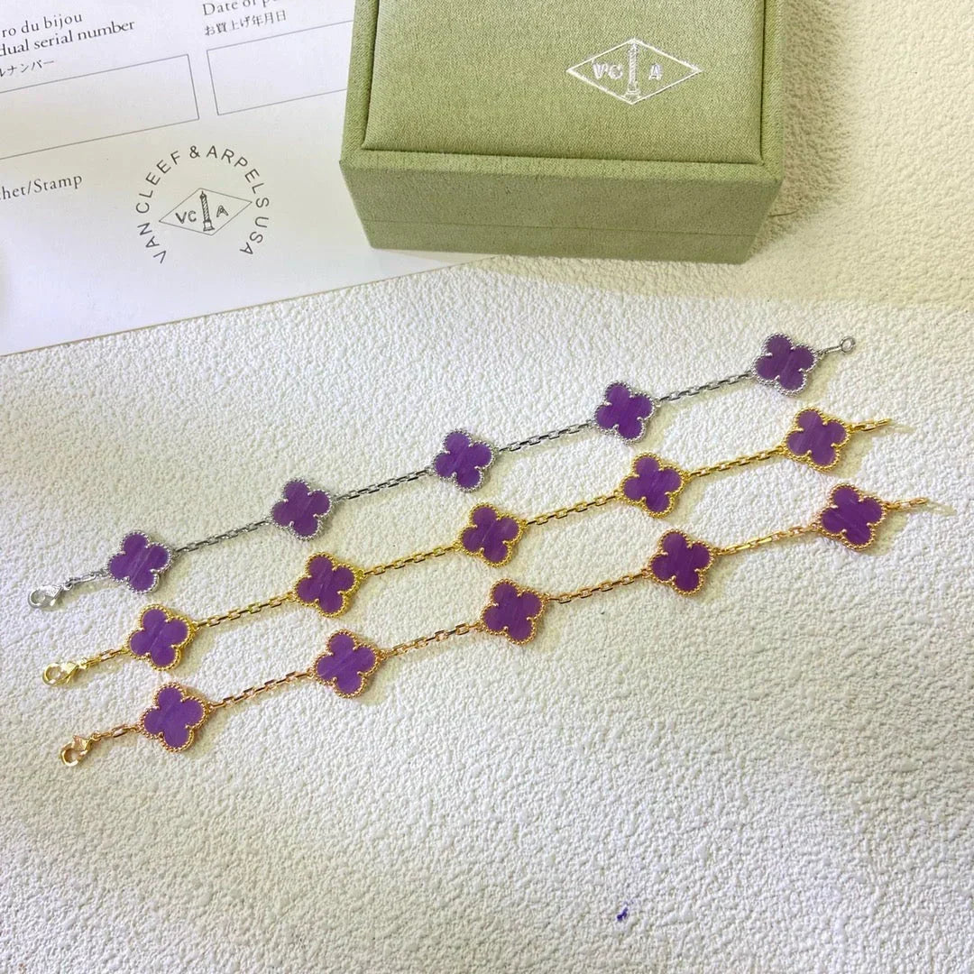[⭐Aura] CLOVER 5 MOTIF VIOLET BRACELET COLLECTION