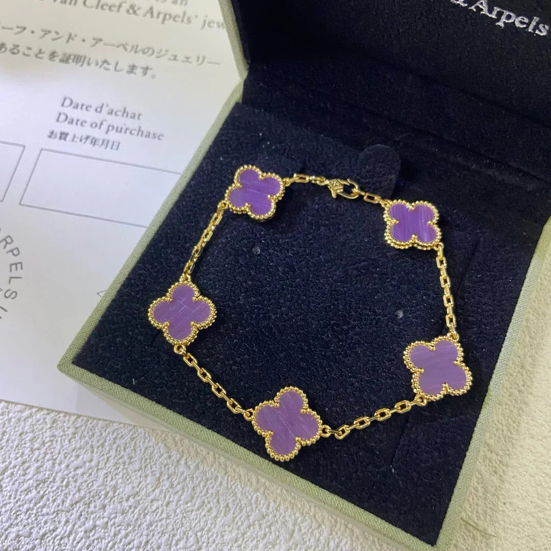 [⭐Aura] CLOVER 5 MOTIF VIOLET BRACELET COLLECTION