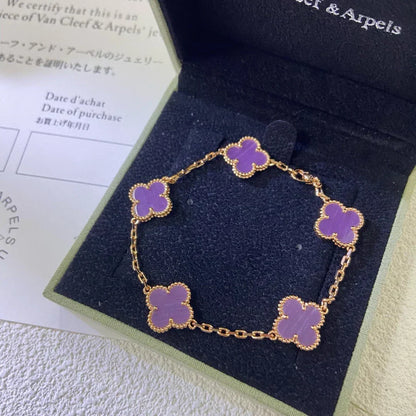 [⭐Aura] CLOVER 5 MOTIF VIOLET BRACELET COLLECTION