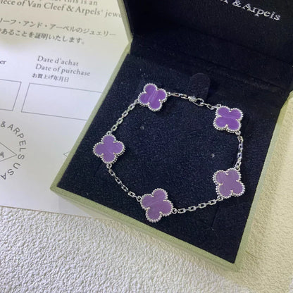 [⭐Aura] CLOVER 5 MOTIF VIOLET BRACELET COLLECTION