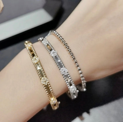 [⭐Aura]CLOVER BRACELET 4MM DIAMONDS