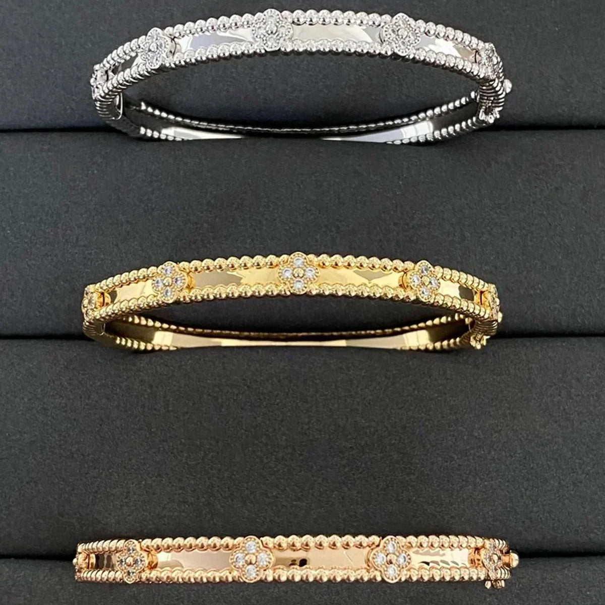 [⭐Aura]CLOVER BRACELET 4MM DIAMONDS