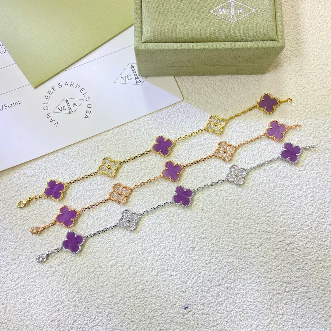 [⭐Aura] CLOVER 5 MOTIF VIOLET BRACELET COLLECTION