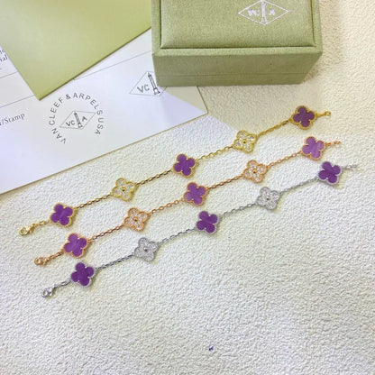 [⭐Aura] CLOVER 5 MOTIF VIOLET BRACELET COLLECTION