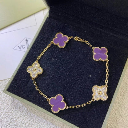 [⭐Aura] CLOVER 5 MOTIF VIOLET BRACELET COLLECTION