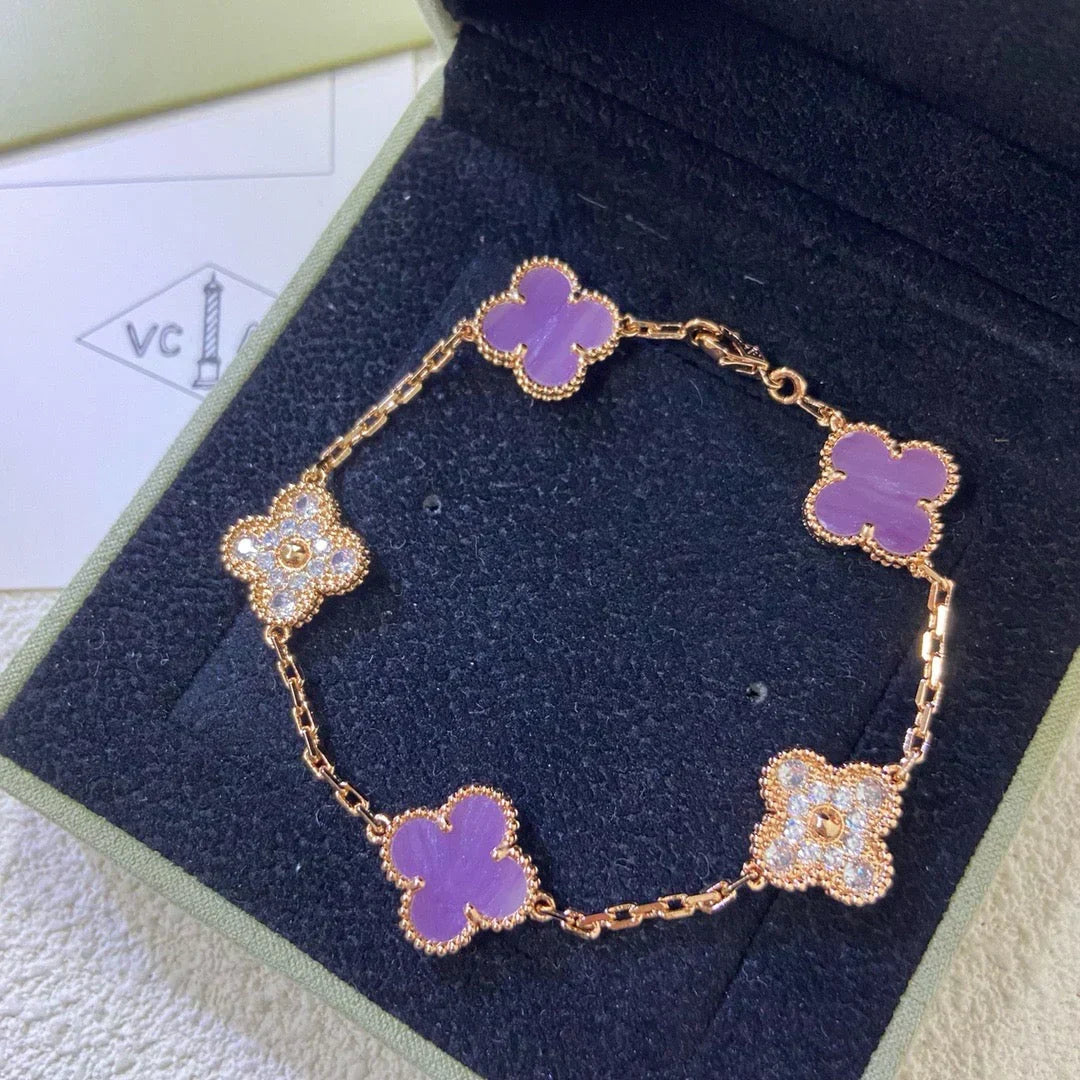 [⭐Aura] CLOVER 5 MOTIF VIOLET BRACELET COLLECTION